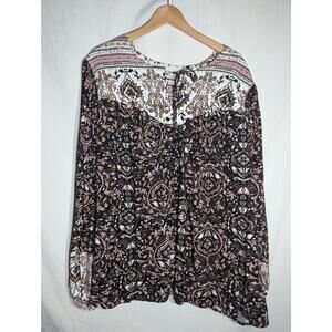 LA Threads Womens Paisley Peasant Blouse Top 4X 28-30 balloon sleeve Boho